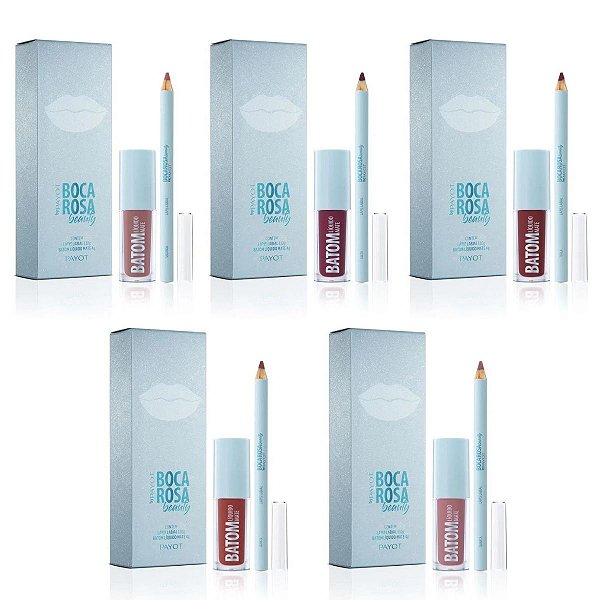 Kit Boca Rosa Beauty Lápis Labial + Batom Líquido Mate C/5