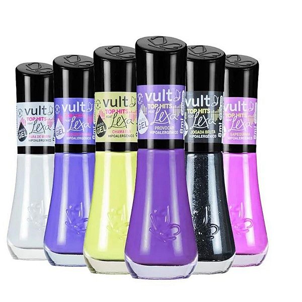 Kit Vult Esmalte Efeito Gel Top Hits Lexa 8ml C/6