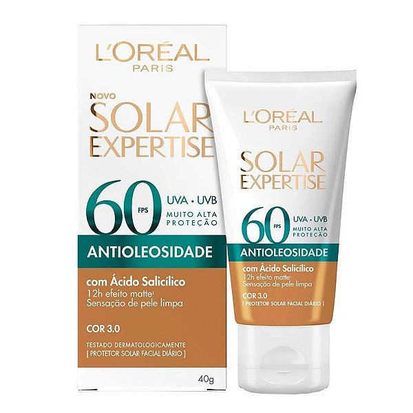 Protetor Facial Loreal Solar Expertise Fps 60 Antioleosidade Cor 3.0 40g