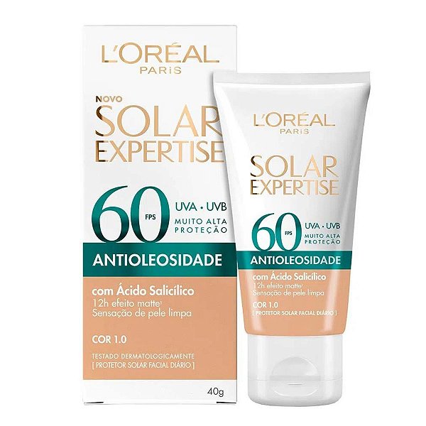 Protetor Facial Loreal Solar Expertise Fps 60 Antioleosidade Cor 1.0 40g