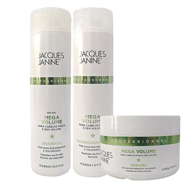 Kit Jacques Janine Mega Volume: Shampoo, Condicionador e Máscara 240g
