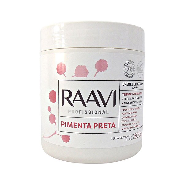 Creme de Massagem Corporal Raavi Pimenta Preta 500g