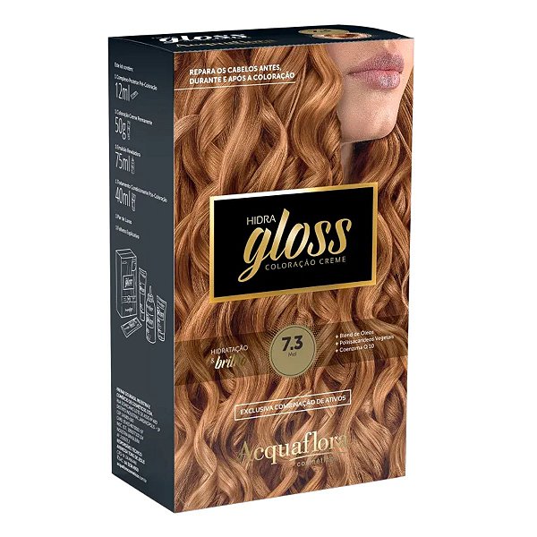 Coloração Creme Acquaflora Kit Hidra Gloss 7.3 Mel