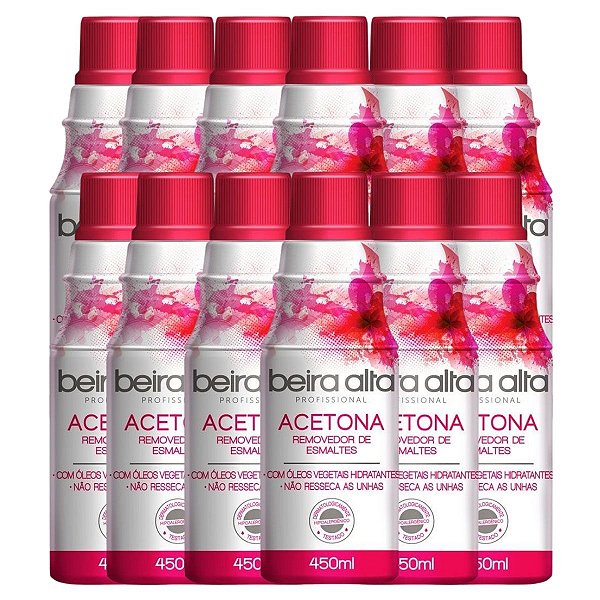 Kit Removedores de Esmaltes Acetona Beira Alta 450ml C/12