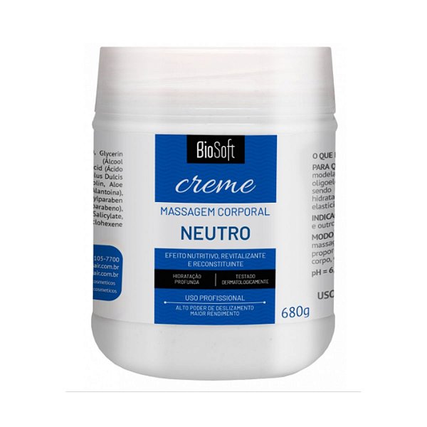 Creme de Massagem Corporal Biosoft Neutro 680g