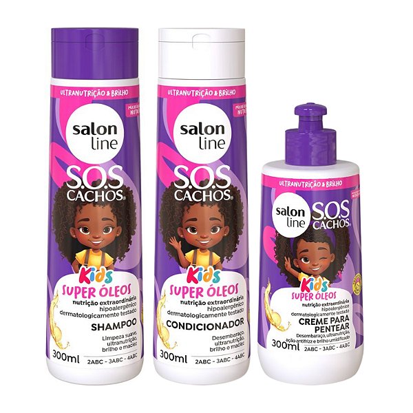 Kit Salon Line SOS Kids Cachos Super Óleos: Shampoo, Condicionador e Creme de Pentear