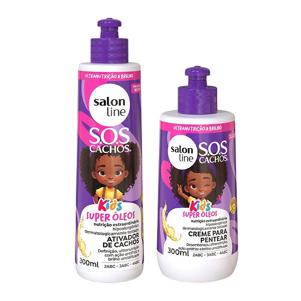 Creme Para Pentear + Ativador de Cachos Salon Line Kids Sos Cachos Super Óleos 300ml