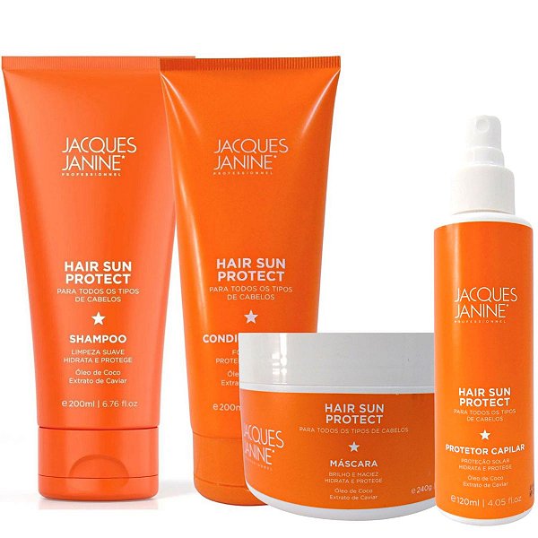 Jacques Janine Hair Sun Protect: Shampoo, Condicionador, Máscara 240g e Protetor 120ml
