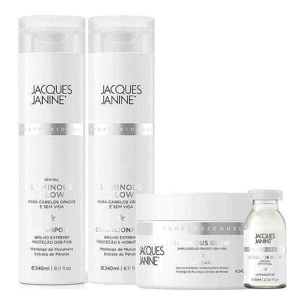 Kit Jacques Janine Luminous Glow: Shampoo, Condicionador, Máscara 240g e Ampola