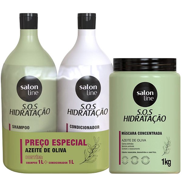 Kit Salon Line Sos Hidratação Azeite de Oliva C/3