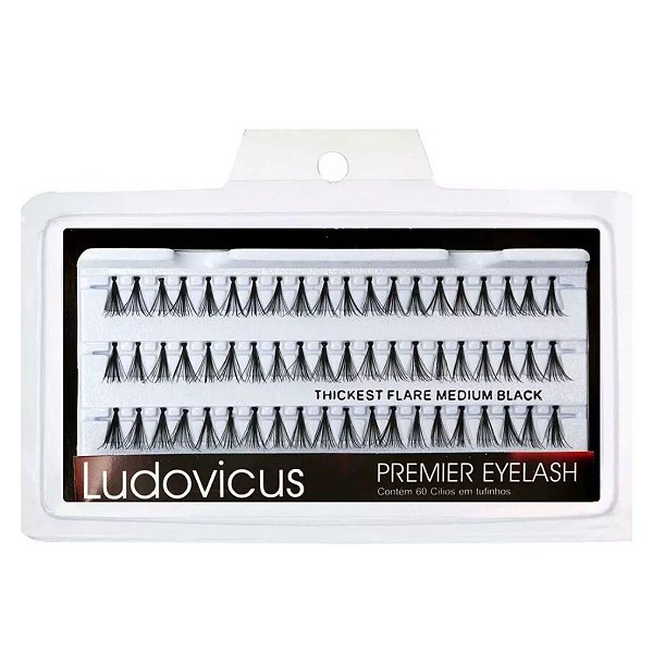 Cílios Tufinhos Ludovicus Premier Eyelash Thickest Flare Medium Black