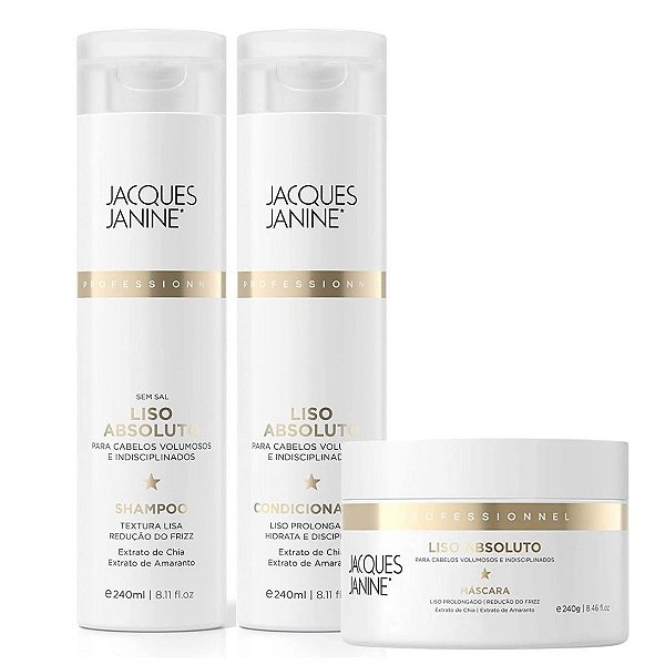 Kit Jacques Janine Liso Absoluto: Shampoo, Condicionador e Máscara 240g