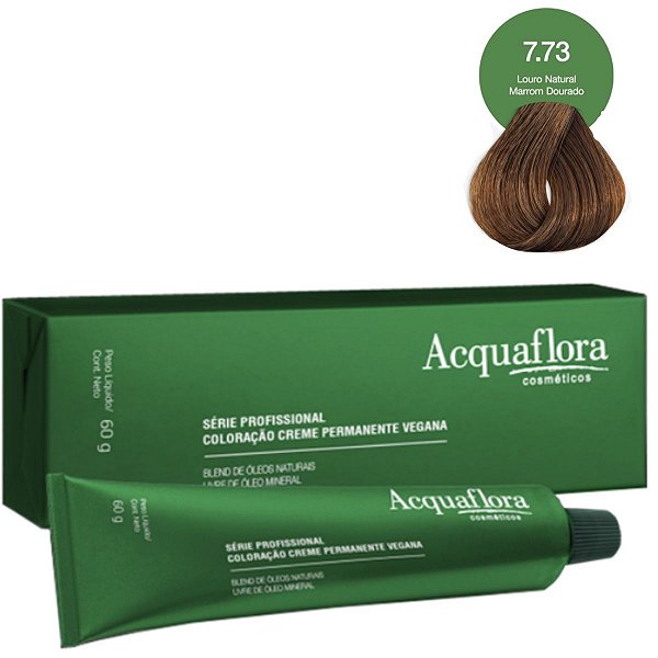 Coloração Creme Acquaflora Vegana 7.73 Louro Natural Marrom Dourado 60g
