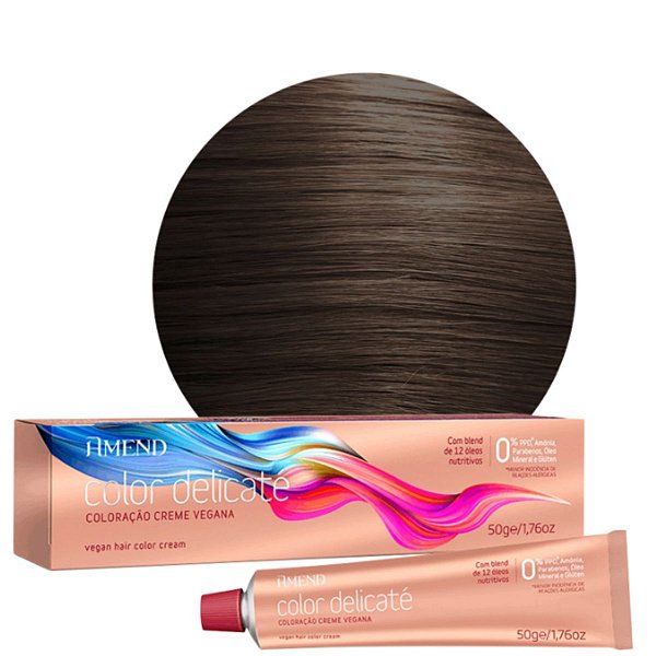 Coloração Vegana Amend Color Delicaté 7.1 Louro Médio Acinzentado 50g