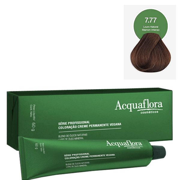 Coloração Creme Acquaflora Vegana 7.77 Louro Natural Marrom Intenso 60g