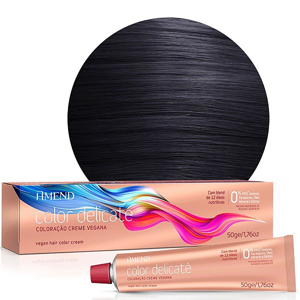 Coloração Vegana Amend Color Delicaté 1.0 Preto 50g