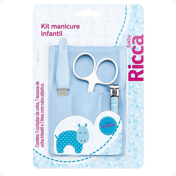 Kit Manicure Infantil Ricca Baby Azul Cód.1088