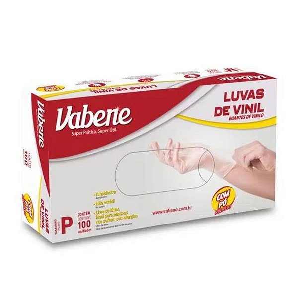 Luvas de Vinil Vabene Com Pó Tam:p C/100 Uni Ref.:1424