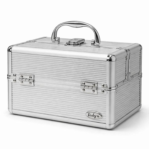 Maleta de Maquiagem Ruby's Prata com 2 Bandejas Fs-1142a