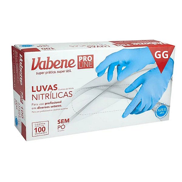 Luvas Nitrílicas Vabene Pro Line Sem Pó Tam:gg C/100 Uni Azul Ref.:3078