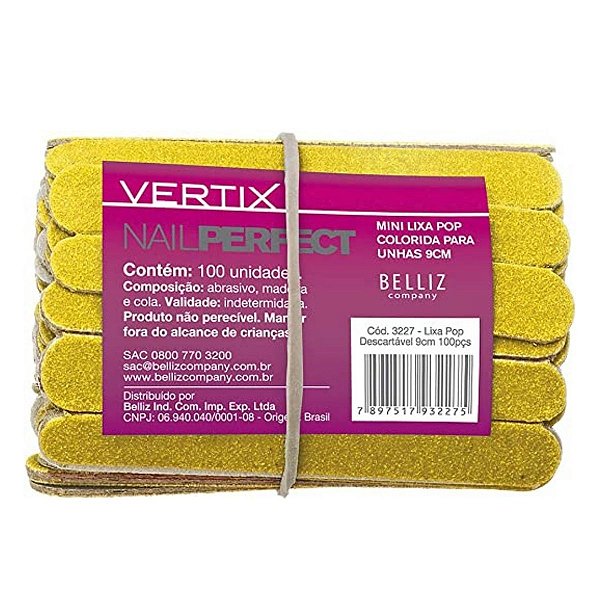 Lixas Para Unhas Vertix Belliz 09cm C/100