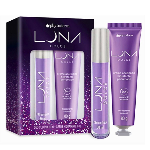 Kit Deo Colônia 30ml + Creme Hidratante Acetinado 80g Phytoderm Luna Dolce