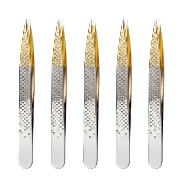 Kit Belliz Enox Pinça Silver Gold Ponta Fina Ref. 1702 C/5