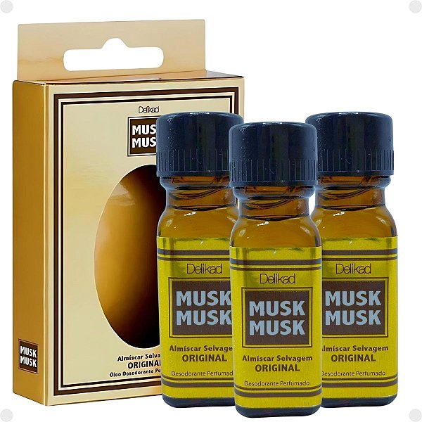 Kit 3 Óleos Perfumados Delikad Musk Almíscar Selvagem 5ml