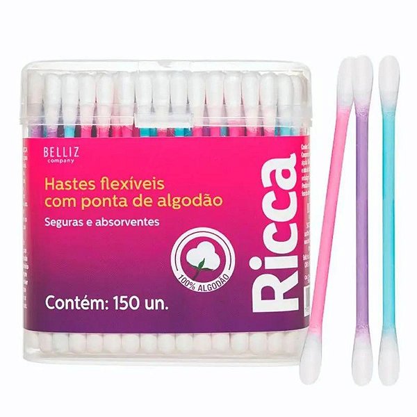 Hastes Flexíveis Ricca Com Ponta de Algodão Cód. 3244