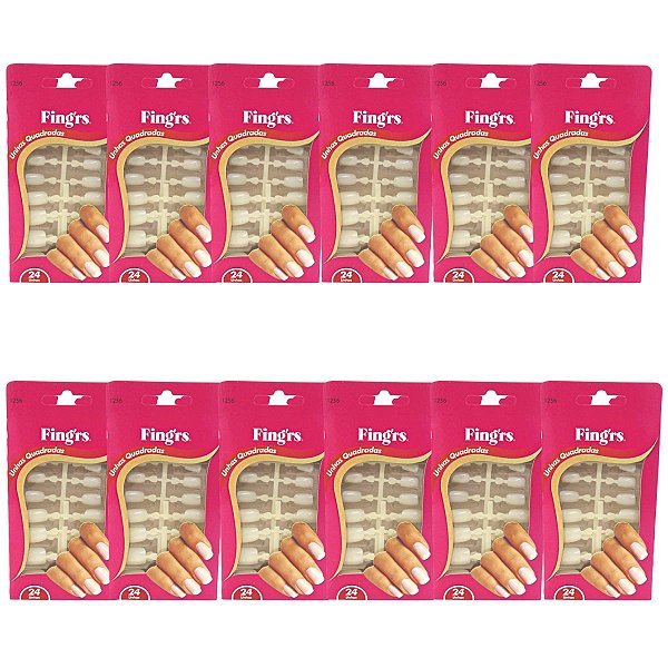 Kit Unhas Postiças Fing'rs Quadradas Rf. 1256 C/12