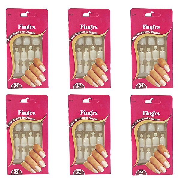 Kit Unhas Postiças Fing'rs Quadradas Clássicas Ref. 1270 C/6