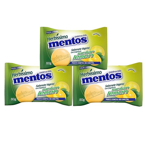 Kit Sabonete Vegetal Herbissimo Mentos Sicilian Lemon 80g C/3