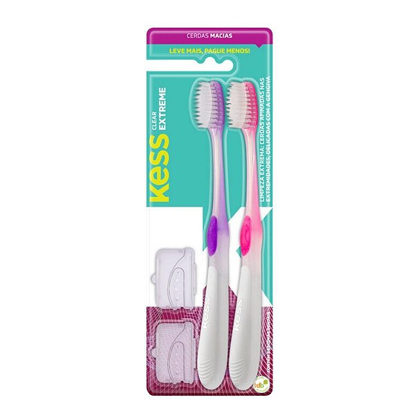 Escova Dental Clear Extreme Kess Belliz Rosa e Roxo C/2 2092
