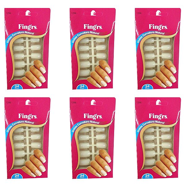 Kit Unhas Postiças Fing'rs Curvatura Natural Ref. 1296 C/6