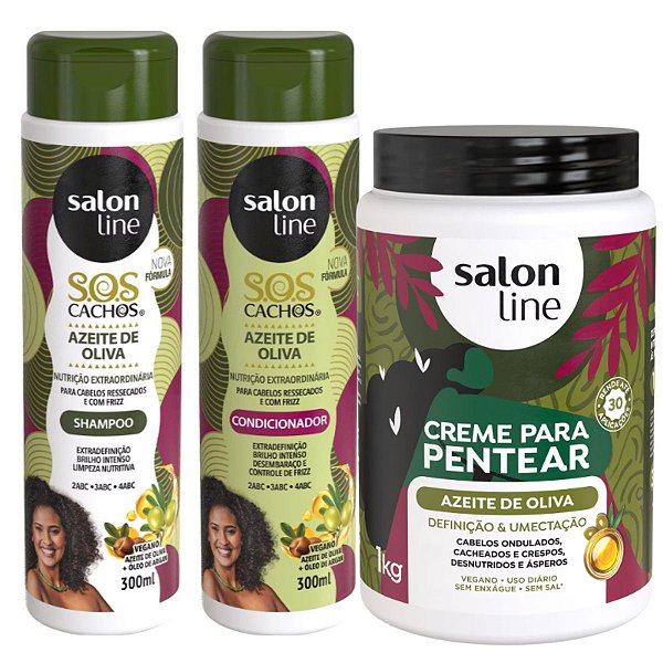 Kit Salon Line Sos Cachos Azeite de Oliva C/3