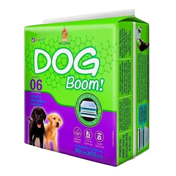 Tapete Higiênico Canino Phoenix Dog Boom C/6 Uni Tam: 60cm X 55cm