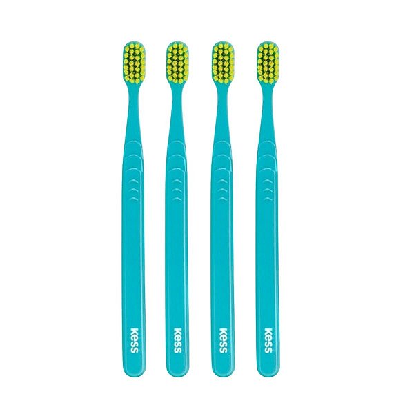 Kit Escova Dental Extra Macia Kess Pro Pocket Belliz Verde Água C/4