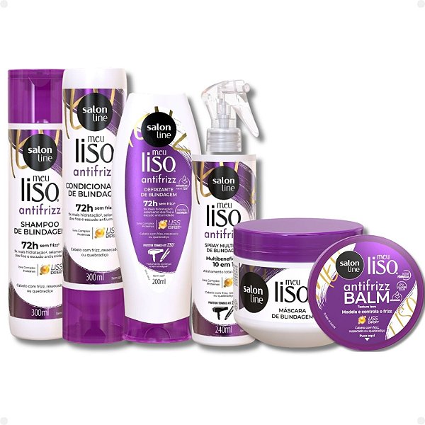 Kit Salon Line Meu Liso Antifrizz: Shampoo, Condidiconador, Máscara, Defrizante, Spray Multiúso E Balm
