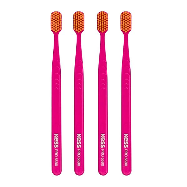 Kit Escova Dental Extra Macia Kess Pro Pocket Belliz Rosa C/4