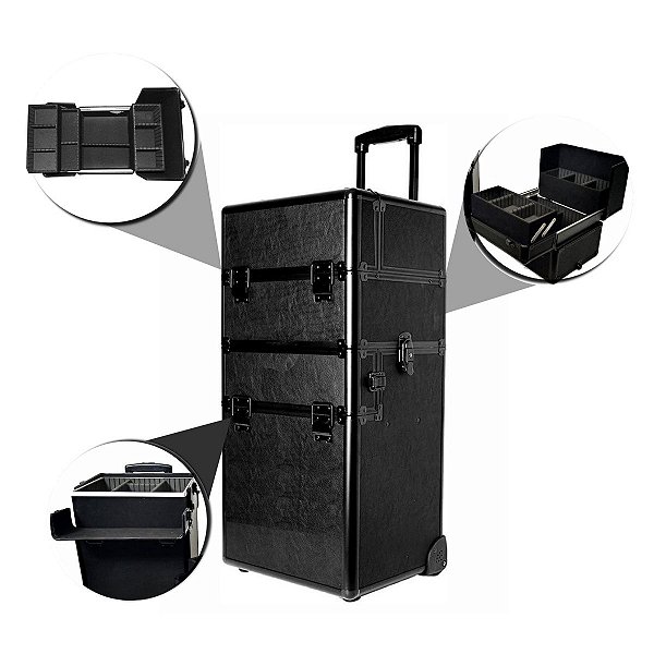 Maleta Carrinho Indice Tokyo Nyx 2 Andares 2 Rodinhas Preta Ref.2739