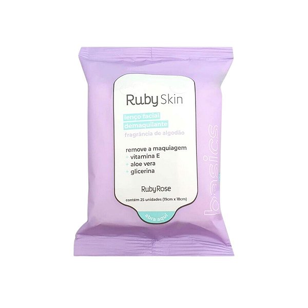 Lenço Removedor de Maquiagem Ruby Skin Ruby Rose C/25 Un