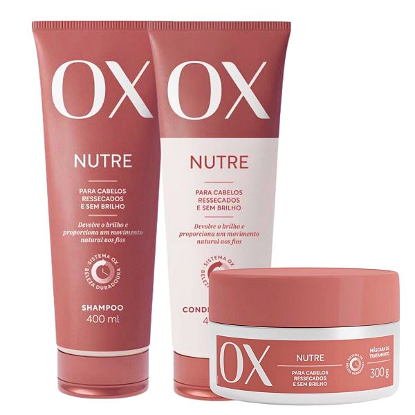 Kit Ox Nutre: Shampoo, Condicionador 400ml e Máscara