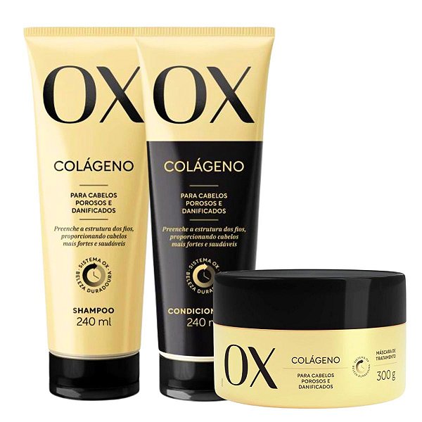 Kit Ox Colágeno Shampoo, Condicionador 240ml e Máscara