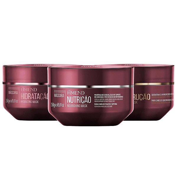 Kit Cronograma Capilar Amend Máscaras 250g C/3