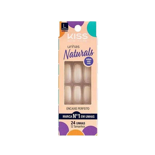 Unhas Postiças Naturals Kiss New York Natural Bailarina Longo Cn01b