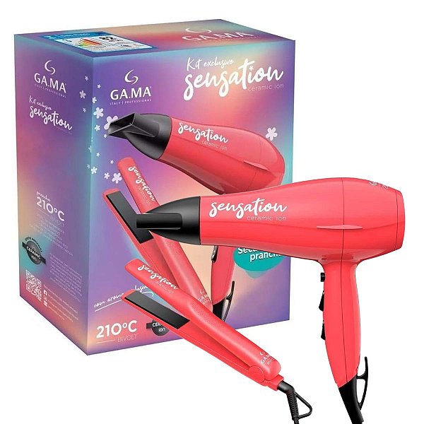 Kit Sensation Gama Secador 127v + Prancha Bivolt Ceramic Ion