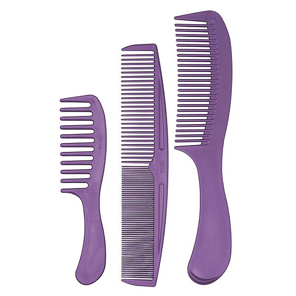 Conjunto de Pentes Ricca Grande, Médio e de Bolsa Roxo Cód.344