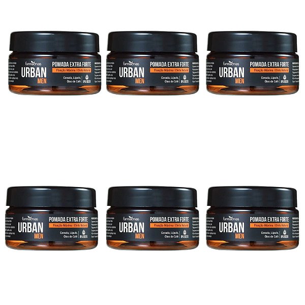 Kit Pomada Extra Forte Farmaervas Urban Men Efeito Natural 50g C/6
