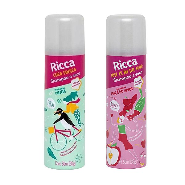 Kit Belliz Ricca Shampoo A Seco: 1 Menta e 1 Maçã do Amor 50ml