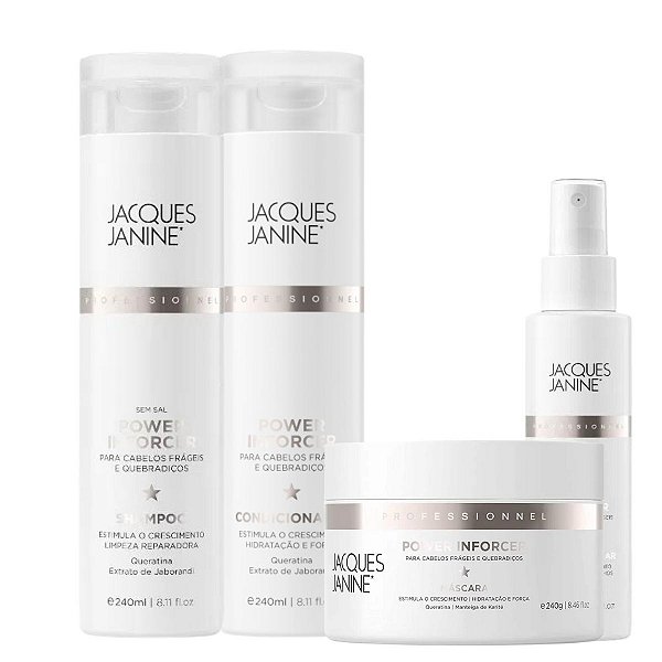 Kit Jacques Janine Power Inforcer: Shampoo, Condicionador, Máscara 240g e Tônico 120ml